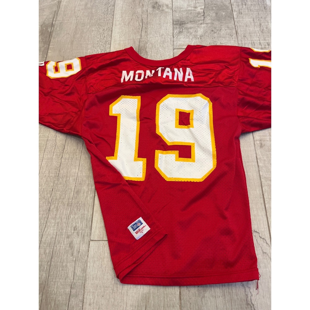 Vintage Wilson Team NFL Joe Montana Kansas City Chiefs Jersey Youth Medium Red